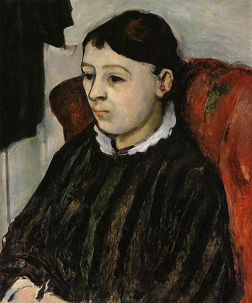 Portrait of Madame Cezanne in a Striped Robe